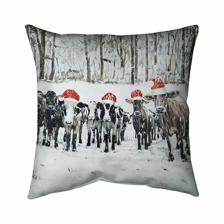 FONDO 26 x 26 in. Curious Christmas Cows-Double Sided Print Indoor Pillow FO3344594